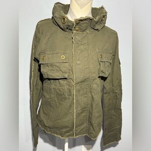 BB Dakota Olive Utility Jacket with Frayed Edges
